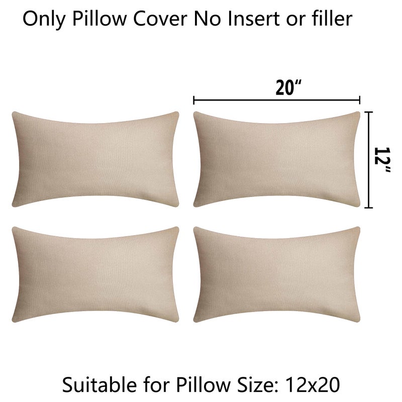Demetex Outdoor Pillow Covers 12x20 Waterproof Lumbar Throw Pillows Rectangle Beige Pillow Cases for Patio Couch  Set of 4  12 x 20 Inch  Beige - Image 4